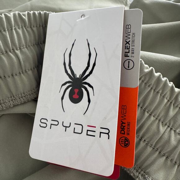 Spyder Large Active Shorts Pull-On Quick Dry Pockets Stretch Lightweight Green - Picture 11 of 11